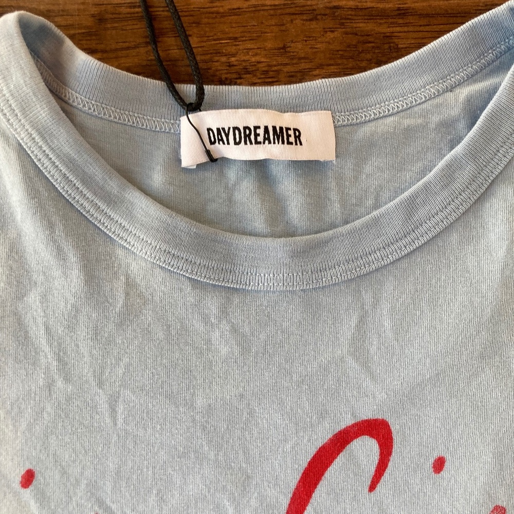 Daydreamer Cin Cin Martini Cocktail Graphic T Shirt Light Blue Women's Small - Picture 2 of 9